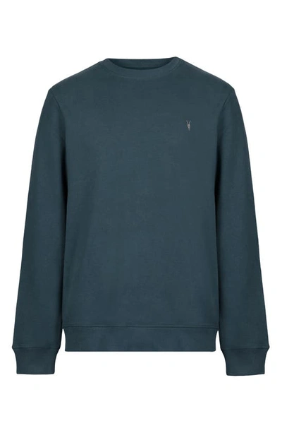 Shop Allsaints Raven Slim Fit Crewneck Sweatshirt In Shadow Blue
