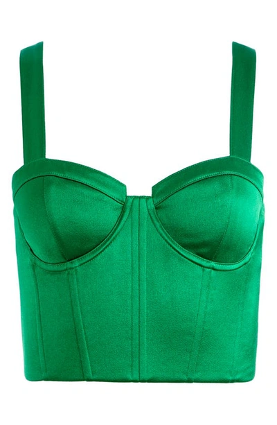 Shop Alice And Olivia Jeanna Bustier Crop Top In Emerald