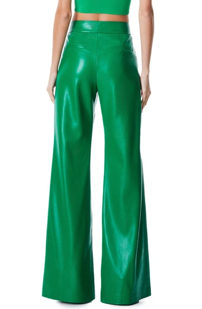 Shop Alice And Olivia Dylan Faux Leather High Waist Wide Leg Pants In Emerald