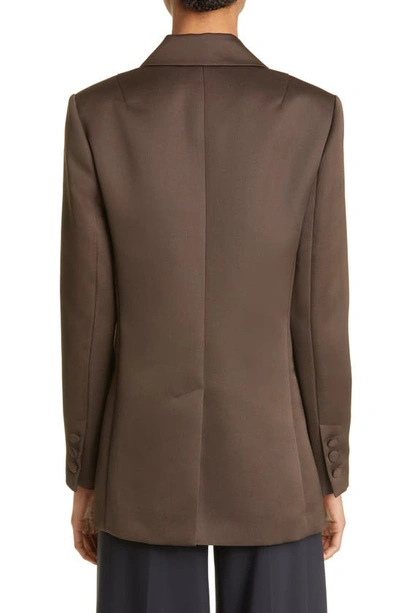 Shop Ted Baker Seraph Double Breasted Satin Blazer In Dark Brown