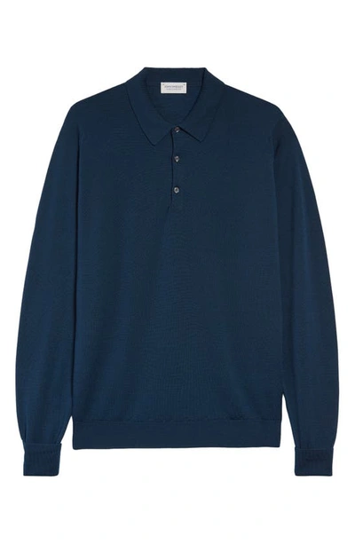 John Smedley Cotswold Wool Polo Sweater In Orion Green