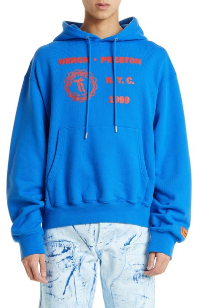 Shop Heron Preston Promo Only Logo Graphic Hoodie In Blue Red