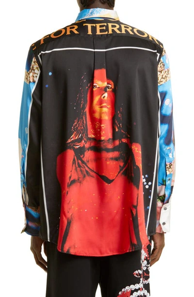 Shop Jw Anderson X 'carrie' Poster Print Button-up Shirt In Blue Multi