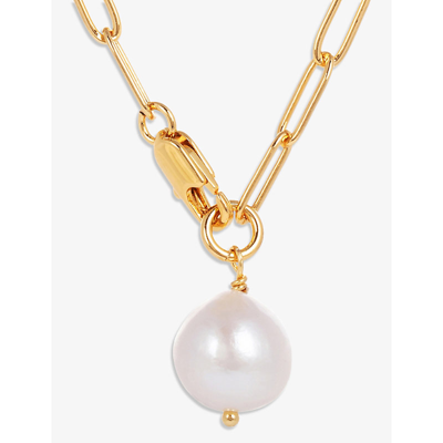 Shop La Maison Couture Women's Gold Amadeus Alba 14ct Yellow Gold-plated Brass And Pearl Necklace