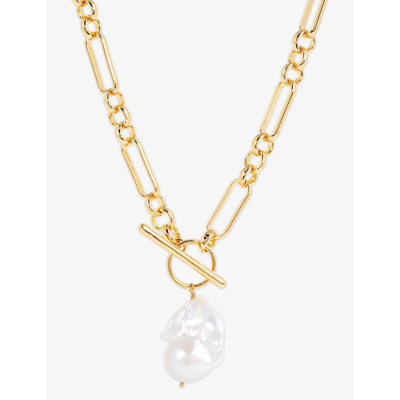 La Maison Couture Amadeus Alba 14ct Yellow Gold-plated Brass And Keshi Pearl Necklace In Gold