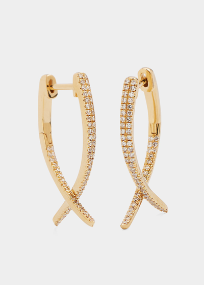 Shop Ef Collection 14k Yellow Gold Diamond Loop Hoop Earrings