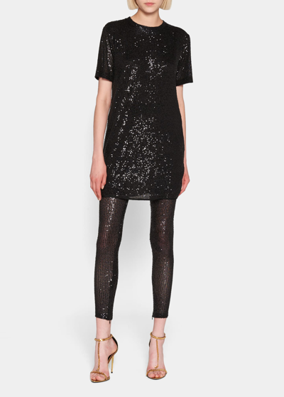 Shop Tom Ford Sequined Mini Shift Dress In Lilac