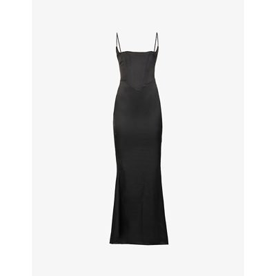 Shop House Of Cb Women's Black Olivette Corset Satin Maxi Dress
