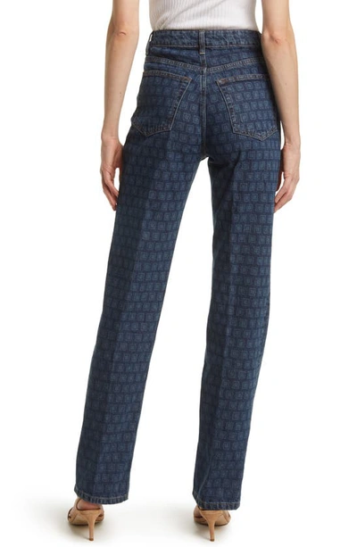 REFORMATION CYNTHIA GEO PRINT HIGH WAIST STRAIGHT LEG JEANS 