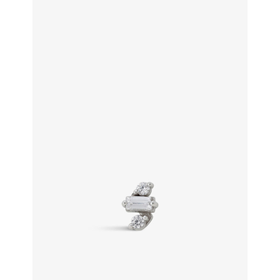 La Maison Couture Myriamsos Fine Jewellery Jagged 9ct White-gold And Sapphire Stud Earring In Silver