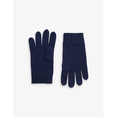 Polo Ralph Lauren Logo-embroidered Merino-wool Knit Gloves In Hunter Navy |  ModeSens