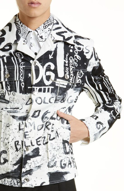 Dolce & Gabbana Damier-print Denim Jacket In Combined_colour