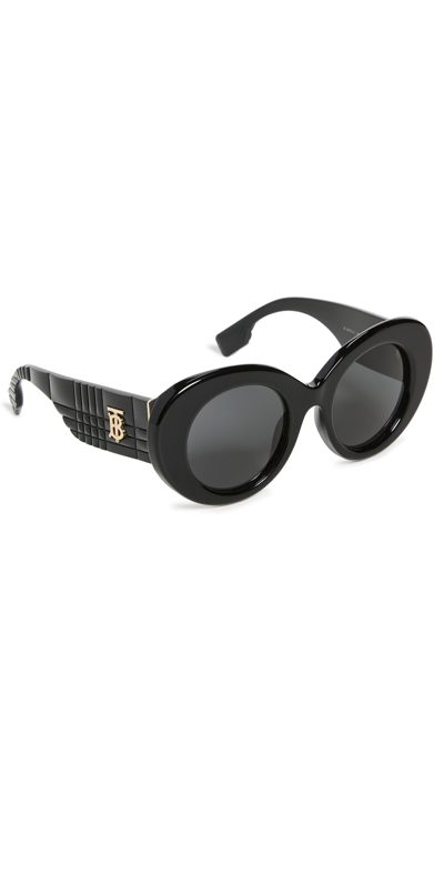 Monogram Motif Oversized Round Frame Lola Sunglasses in Black/black - Women