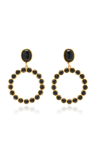 Shop Sylvia Toledano Women's Happy 22k Gold-plated Onyx Earrings In Black