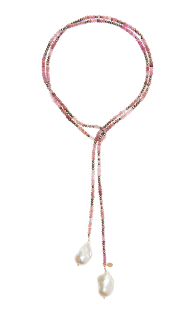 Joie Digiovanni Pink Tourmaline Ombre Classic Gemstone Lariat Necklace In Pink