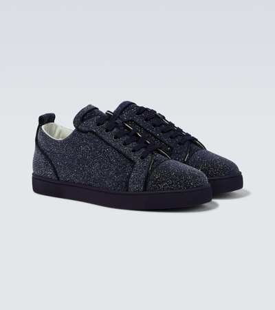 Shop Christian Louboutin Louis Junior Embellished Leather Sneakers In Ink