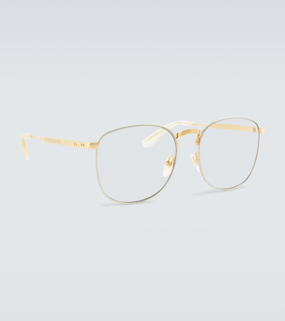 Shop Gucci Square Metal Glasses In Gold-gold-yellow