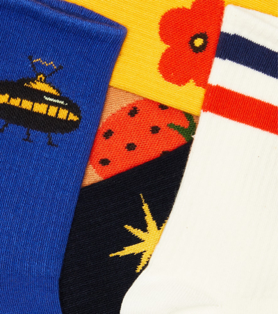 Mini Rodini Set Of 6 Printed Cotton-blend Socks In Multi