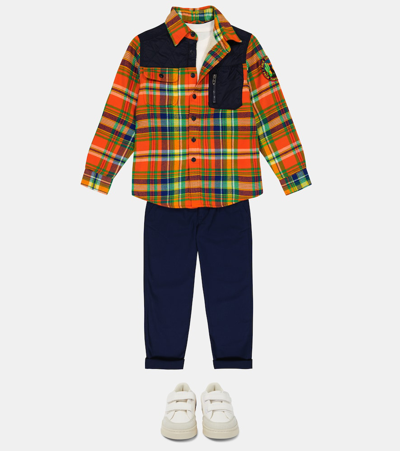 Shop Polo Ralph Lauren Checked Cotton Flannel Shirt In 5870 Orange/royal Mutli