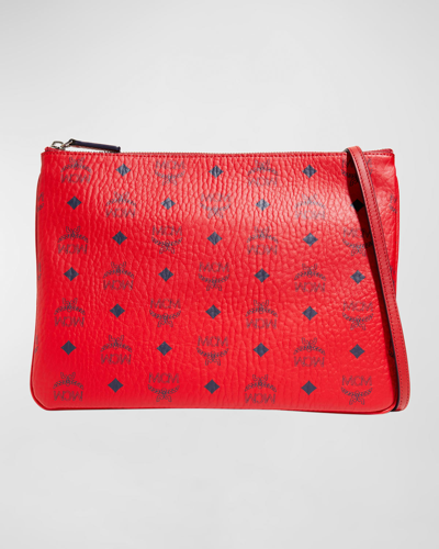 Shop Mcm Medium Logo Crossbody Pouch Bag In Candy Red