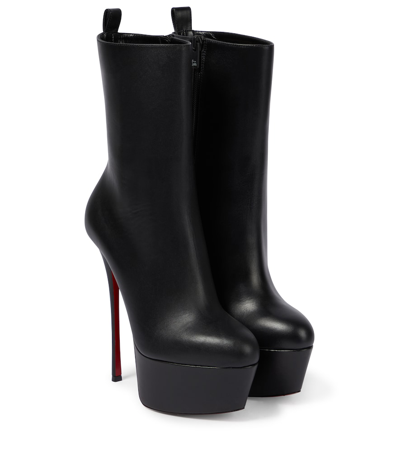 Christian Louboutin Dolly Leather Red Sole Platform Booties In Black