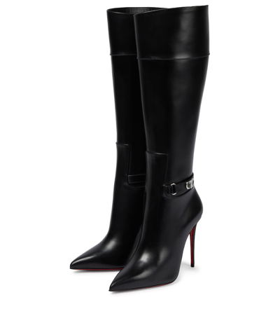 Shop Christian Louboutin Lock Kate Botta Leather Knee-high Boots In Black