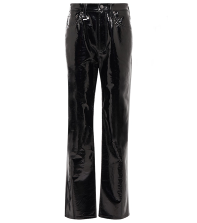 Shop Agolde 90s Pinch Waist Leather-blend Pants In Black Patent