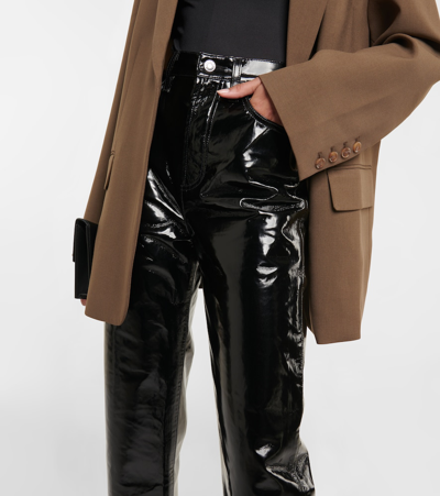 Agolde 90s Pinch Straight-leg High-rise Recycled-leather-blend Jeans In Black Patent