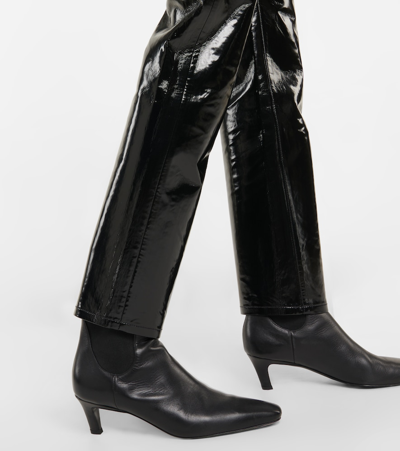 Shop Agolde 90s Pinch Waist Leather-blend Pants In Black Patent