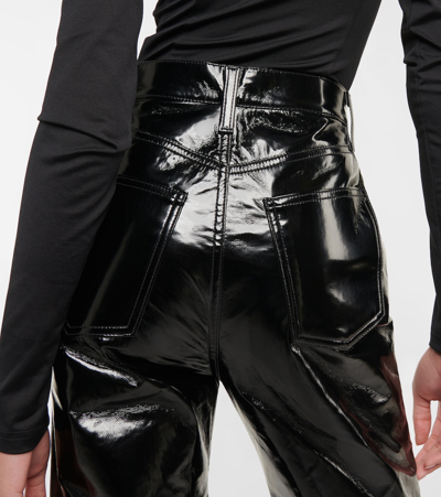 Shop Agolde 90s Pinch Waist Leather-blend Pants In Black Patent