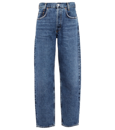 Shop Agolde Tapered Baggy High-rise Jeans In Outcome