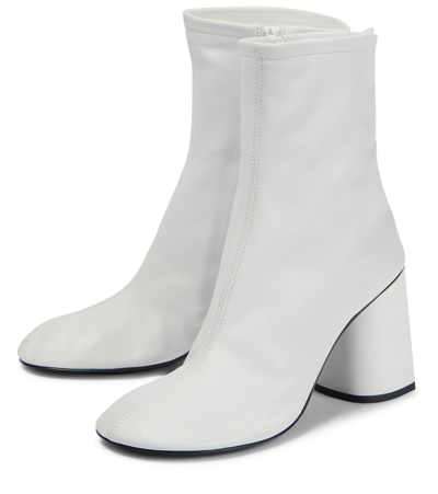 Shop Balenciaga Glove Leather Ankle Boots In White