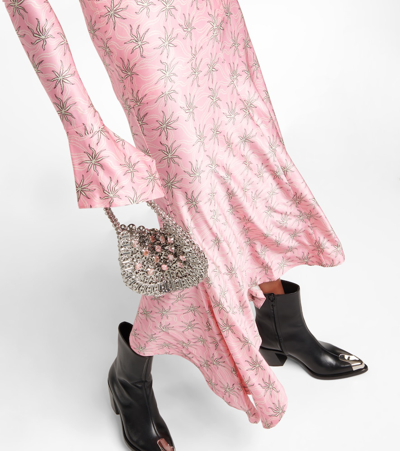 Shop Paco Rabanne Printed Tie-neck Midi Dress In Pink Splash