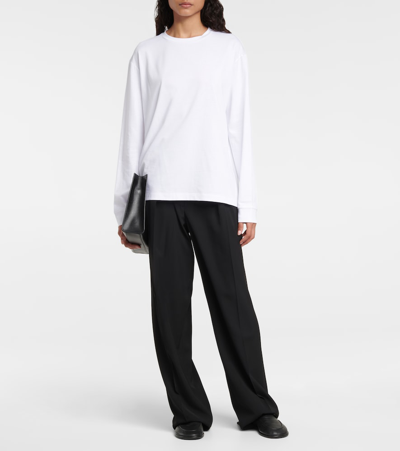The Row Crew Neck Cotton Long Sleeve T-shirt In White