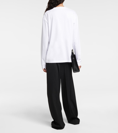 The Row Crew Neck Cotton Long Sleeve T-shirt In White
