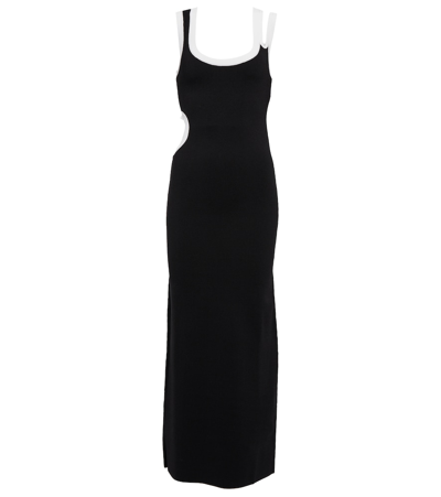 Shop Sir Evalina Cutout Knit Maxi Dress In Black / White