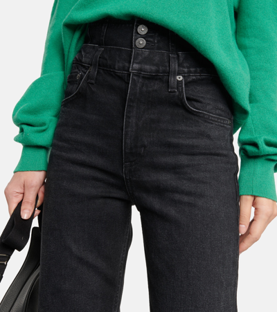Citizens Of Humanity Black Blaine High Rise Straight Jeans In Sonic