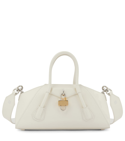 Shop Givenchy Antigona Mini Stretch Leather Shoulder Bag In 105-ivory