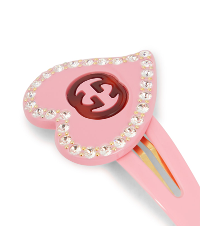 Shop Gucci Crystal-embellished Hair Clip In Pink