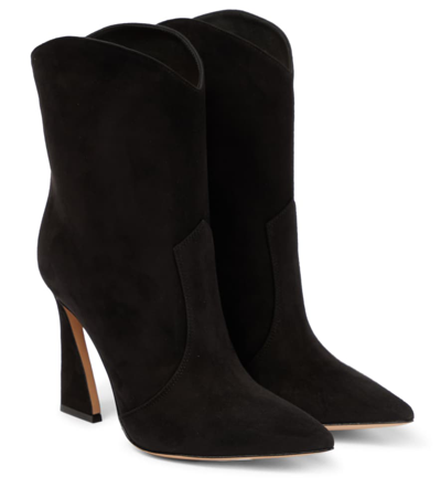 Shop Gianvito Rossi Vegas Suede Ankle Boots In Black