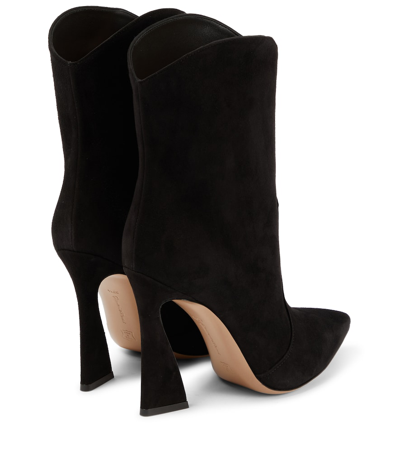 Shop Gianvito Rossi Vegas Suede Ankle Boots In Black