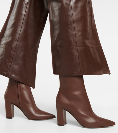 Gianvito Rossi Leather Ankle Boots In Brown
