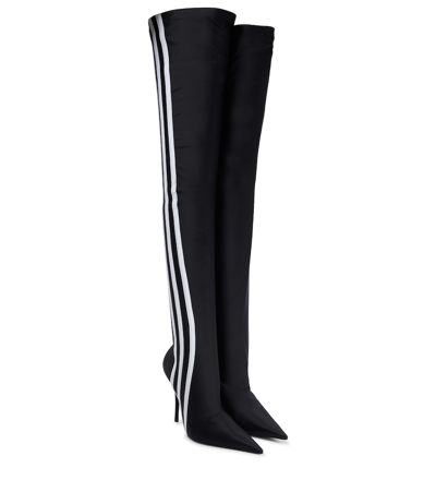 Shop Balenciaga X Adidas Knife Over-the-knee Boots In Black/white