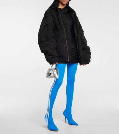 Shop Balenciaga X Adidas Knife Over-the-knee Boots In Azure/white