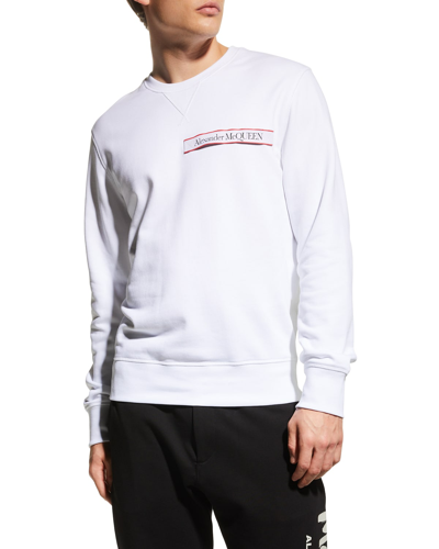 Shop Alexander Mcqueen Men's Logo Taping Sweatshirt In White/black