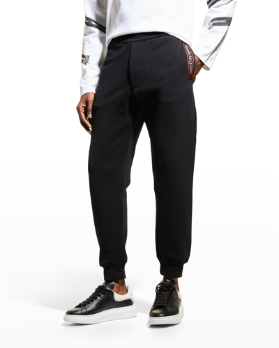Shop Alexander Mcqueen Men's Logo-tape Jogger Pants In Black Multi