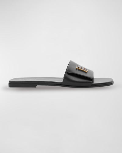 Shop Burberry Sloane Tb Medallion Flat Sandals In Black