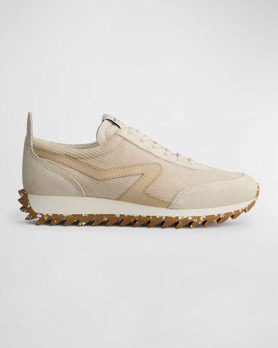 Shop Rag & Bone Retro Mixed Leather Runner Sneakers In Crm