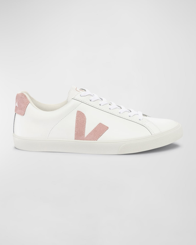 Shop Veja Esplar Bicolor Low-top Sneakers In Extra White Babe