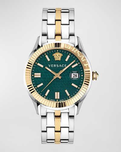Shop Versace Men's Greca Time Two-tone Bracelet Watch, 41mm In Two Tone